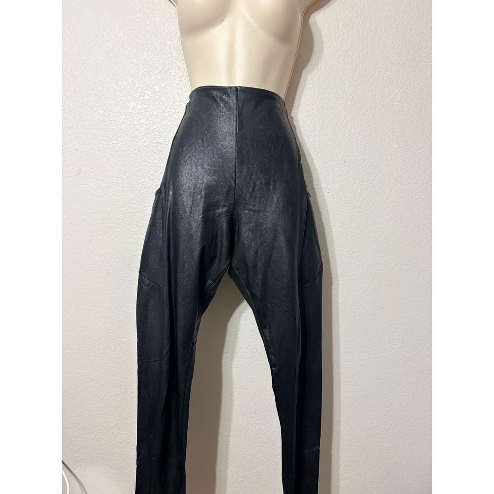 Commando Faux Leather Leggings Black High Rise Side Pockets XL